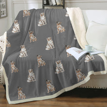 Load image into Gallery viewer, Watercolor Symphony Red Australian Shepherds Fleece Blanket - 8 Colors-Blanket-Australian Shepherd, Bedding, Blankets, Home Decor-Parisian Gray-Single-21