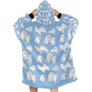 Watercolor Symphony Samoyeds Blanket Hoodie-Blanket-Apparel, Blanket Hoodie, Blankets, Dog Mom Gifts, Samoyed-19