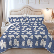 Watercolor Symphony Samoyeds Quilted Bedding Set-Bedding-Bedding,Blankets,Christmas,Home Decor-7