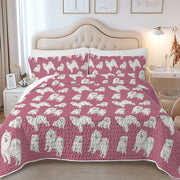 Watercolor Symphony Samoyeds Quilted Bedding Set-Bedding-Bedding,Blankets,Christmas,Home Decor-8