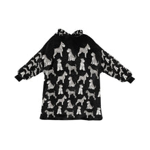 Load image into Gallery viewer, Watercolor Symphony Schnauzers Blanket Hoodie-Blanket-Apparel, Blanket Hoodie, Blankets, Dog Mom Gifts, Schnauzer-Midnight Black-ONE SIZE-26