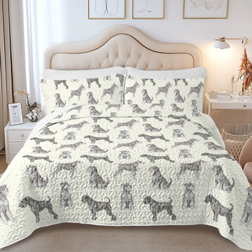 Watercolor Symphony Schnauzers Quilted Bedding Set-Bedding-Bedding,Blankets,Christmas,Home Decor-11
