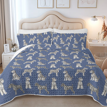 Watercolor Symphony Schnauzers Quilted Bedding Set-Bedding-Bedding,Blankets,Christmas,Home Decor-12