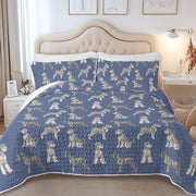 Watercolor Symphony Schnauzers Quilted Bedding Set-Bedding-Bedding,Blankets,Christmas,Home Decor-7