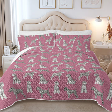 Watercolor Symphony Schnauzers Quilted Bedding Set-Bedding-Bedding,Blankets,Christmas,Home Decor-8