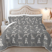 Watercolor Symphony Schnauzers Quilted Bedding Set-Bedding-Bedding,Blankets,Christmas,Home Decor-9