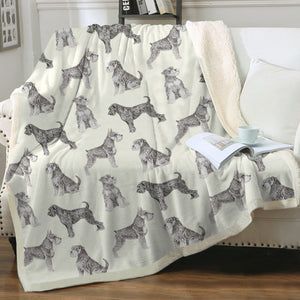 Watercolor Symphony Schnauzers Soft Sherpa Fleece Blanket - 8 Colors-Blanket-Bedding, Blankets, Home Decor, Schnauzer-2