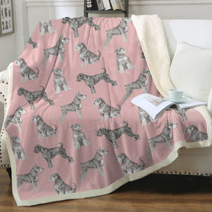 Watercolor Symphony Schnauzers Soft Sherpa Fleece Blanket - 8 Colors-Blanket-Bedding, Blankets, Home Decor, Schnauzer-3