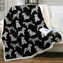 Load image into Gallery viewer, Watercolor Symphony Schnauzers Soft Sherpa Fleece Blanket - 8 Colors-Blanket-Bedding, Blankets, Home Decor, Schnauzer-Midnight Black-Single-22