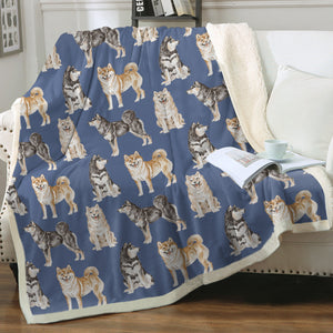 Watercolor Symphony Shiba Inus Sherpa Fleece Blanket - 8 Colors-Blanket-Bedding, Blankets, Home Decor, Shiba Inu-20