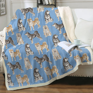 Watercolor Symphony Shiba Inus Sherpa Fleece Blanket - 8 Colors-Blanket-Bedding, Blankets, Home Decor, Shiba Inu-5