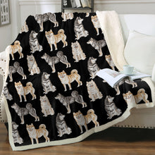 Load image into Gallery viewer, Watercolor Symphony Shiba Inus Sherpa Fleece Blanket - 8 Colors-Blanket-Bedding, Blankets, Home Decor, Shiba Inu-7