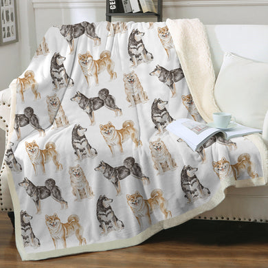 Watercolor Symphony Shiba Inus Sherpa Fleece Blanket - 8 Colors-Blanket-Bedding, Blankets, Home Decor, Shiba Inu-1