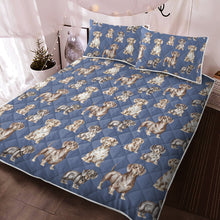 Load image into Gallery viewer, Watercolor Symphony Smooth Coat Dachshunds Quilted Bedding Set-Bedding-Bedding, Blankets, Dachshund, Home Decor-Cornflower Blue-With Matching Pillowcases-Twin-13
