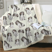 Load image into Gallery viewer, Watercolor Symphony Tricolor King Charles Spaniels Blanket - 8 Colors-Blanket-Bedding, Blankets, Cavalier King Charles Spaniel, Home Decor-8