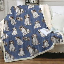 Load image into Gallery viewer, Watercolor Symphony Tricolor King Charles Spaniels Blanket - 8 Colors-Blanket-Bedding, Blankets, Cavalier King Charles Spaniel, Home Decor-17
