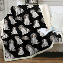 Load image into Gallery viewer, Watercolor Symphony Tricolor King Charles Spaniels Blanket - 8 Colors-Blanket-Bedding, Blankets, Cavalier King Charles Spaniel, Home Decor-15