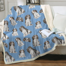 Load image into Gallery viewer, Watercolor Symphony Tricolor King Charles Spaniels Blanket - 8 Colors-Blanket-Bedding, Blankets, Cavalier King Charles Spaniel, Home Decor-20