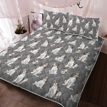 Load image into Gallery viewer, Watercolor Symphony Tricolor King Charles Spaniels Quilted Bedding Set-Bedding-Bedding, Blankets, Cavalier King Charles Spaniel, Home Decor-Parisian Gray-With Matching Pillowcases-Twin-10