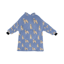 Load image into Gallery viewer, Watercolor Tawny Fawn Briards Blanket Hoodie-Blanket-Apparel, Blanket Hoodie, Blankets, Briard, Dog Mom Gifts-Slate Blue-ONE SIZE-25