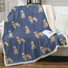 Load image into Gallery viewer, Watercolor Tawny Fawn Briards Christmas Fleece Blanket - 8 Colors-Blanket-Bedding, Blankets, Briard, Home Decor-16