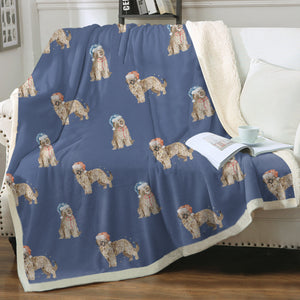 Watercolor Tawny Fawn Briards Christmas Fleece Blanket - 8 Colors-Blanket-Bedding, Blankets, Briard, Home Decor-16