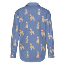 Load image into Gallery viewer, Watercolor Tawny Fawn Briards Christmas Women&#39;s Shirt-Apparel-Apparel, Briard, Christmas, Dog Mom Gifts, Shirt-23