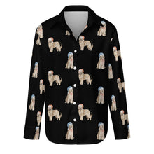 Load image into Gallery viewer, Watercolor Tawny Fawn Briards Christmas Women&#39;s Shirt-Apparel-Apparel, Briard, Christmas, Dog Mom Gifts, Shirt-S-Black-40