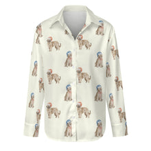 Load image into Gallery viewer, Watercolor Tawny Fawn Briards Christmas Women&#39;s Shirt-Apparel-Apparel, Briard, Christmas, Dog Mom Gifts, Shirt-S-Ivory-1