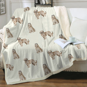 Watercolor Tawny Fawn Briards Sherpa Fleece Blanket - 8 Colors-Blanket-Bedding, Blankets, Briard, Home Decor-8