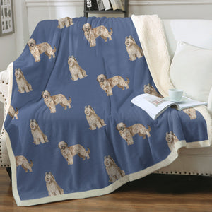 Watercolor Tawny Fawn Briards Sherpa Fleece Blanket - 8 Colors-Blanket-Bedding, Blankets, Briard, Home Decor-9