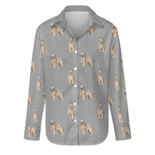 Load image into Gallery viewer, Watercolor Tawny Fawn Briards Women&#39;s Shirt - 9 Colors-Apparel-Apparel, Briard, Dog Mom Gifts, Shirt-Parisian Gray-S-35