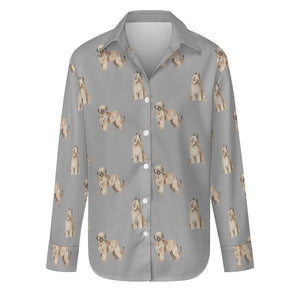 Watercolor Tawny Fawn Briards Women's Shirt - 9 Colors-Apparel-Apparel, Briard, Dog Mom Gifts, Shirt-Parisian Gray-S-35