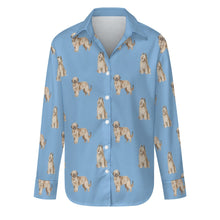 Load image into Gallery viewer, Watercolor Tawny Fawn Briards Women&#39;s Shirt - 9 Colors-Apparel-Apparel, Briard, Dog Mom Gifts, Shirt-Sky Blue-S-23