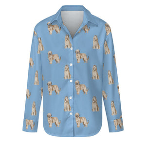 Watercolor Tawny Fawn Briards Women's Shirt - 9 Colors-Apparel-Apparel, Briard, Dog Mom Gifts, Shirt-Sky Blue-S-23