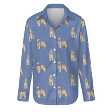 Load image into Gallery viewer, Watercolor Tawny Fawn Briards Women&#39;s Shirt - 9 Colors-Apparel-Apparel, Briard, Dog Mom Gifts, Shirt-Slate Blue-S-26