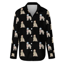 Load image into Gallery viewer, Watercolor Tawny Fawn Tint Briards Christmas Women&#39;s Shirt-Apparel-Apparel, Briard, Christmas, Dog Mom Gifts, Shirt-S-Black-41