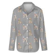 Load image into Gallery viewer, Watercolor Tawny Fawn Tint Briards Christmas Women&#39;s Shirt-Apparel-Apparel, Briard, Christmas, Dog Mom Gifts, Shirt-S-DarkGray-34