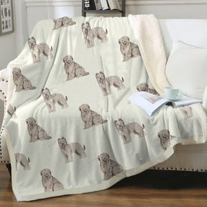 Watercolor Tawny Fawn Tint Briards Fleece Blanket - 8 Colors-Blanket-Bedding, Blankets, Briard, Home Decor-8