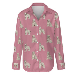 Watercolor Tawny Fawn Tint Briards Women's Shirt - 9 Colors-Apparel-Apparel, Briard, Dog Mom Gifts, Shirt-Dusty Pink-S-20