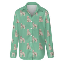 Load image into Gallery viewer, Watercolor Tawny Fawn Tint Briards Women&#39;s Shirt - 9 Colors-Apparel-Apparel, Briard, Dog Mom Gifts, Shirt-Mint Green-S-29