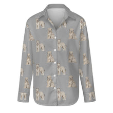 Load image into Gallery viewer, Watercolor Tawny Fawn Tint Briards Women&#39;s Shirt - 9 Colors-Apparel-Apparel, Briard, Dog Mom Gifts, Shirt-Parisian Gray-S-35