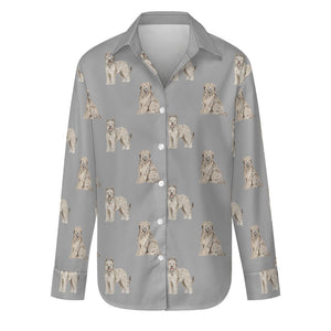 Watercolor Tawny Fawn Tint Briards Women's Shirt - 9 Colors-Apparel-Apparel, Briard, Dog Mom Gifts, Shirt-Parisian Gray-S-35