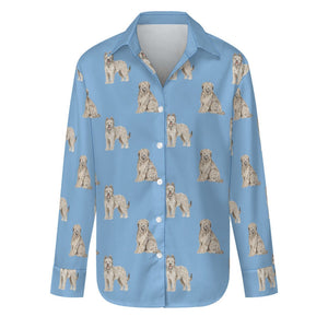 Watercolor Tawny Fawn Tint Briards Women's Shirt - 9 Colors-Apparel-Apparel, Briard, Dog Mom Gifts, Shirt-Sky Blue-S-23