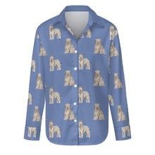 Load image into Gallery viewer, Watercolor Tawny Fawn Tint Briards Women&#39;s Shirt - 9 Colors-Apparel-Apparel, Briard, Dog Mom Gifts, Shirt-Slate Blue-S-26