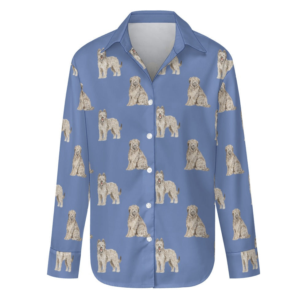 Watercolor Tawny Fawn Tint Briards Women's Shirt - 9 Colors-Apparel-Apparel, Briard, Dog Mom Gifts, Shirt-Slate Blue-S-26