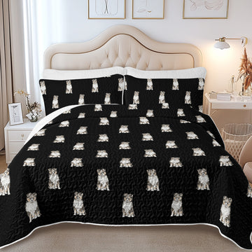 Watercolor Tri Color Sheltie Collie Puppies Quilted Bedding Set-Bedding-Bedding,Blankets,Christmas,Home Decor-10