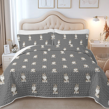 Watercolor Tri Color Sheltie Collie Puppies Quilted Bedding Set-Bedding-Bedding,Blankets,Christmas,Home Decor-14