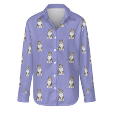 Load image into Gallery viewer, Watercolor Tri Color Sheltie Collie Puppies Women&#39;s Shirt-Apparel-Apparel, Dog Mom Gifts, Shirt-S-Lavender Purple-32