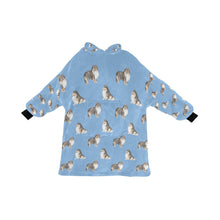 Load image into Gallery viewer, Watercolor Tri Color Shelties Collies Blanket Hoodie-Blanket-Apparel, Blanket Hoodie, Blankets, Dog Mom Gifts, Rough Collie-Sky Blue-ONE SIZE-17
